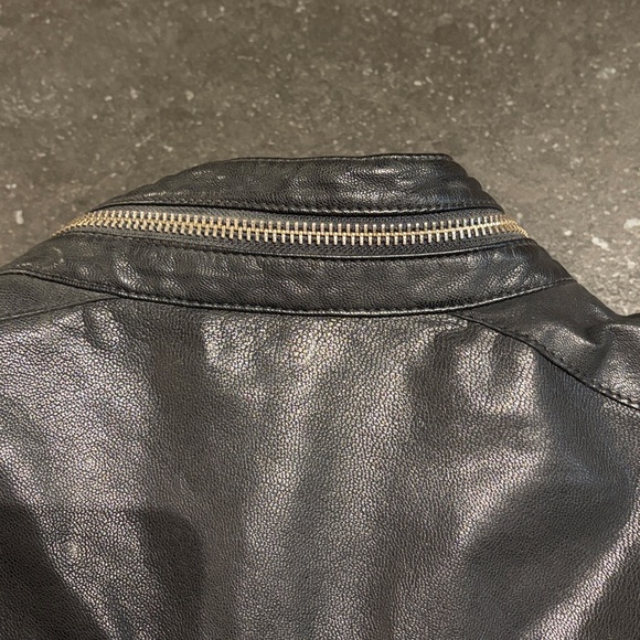 Men's All Saints Black Leather Shirt Jacket XXL - Picture 9 of 10